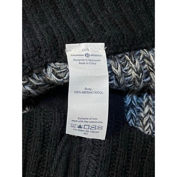 Lululemon Falling Freely Black Gray Merino Wool Neck‎ Warmer Scarf Zip Up - Picture 9 of 9